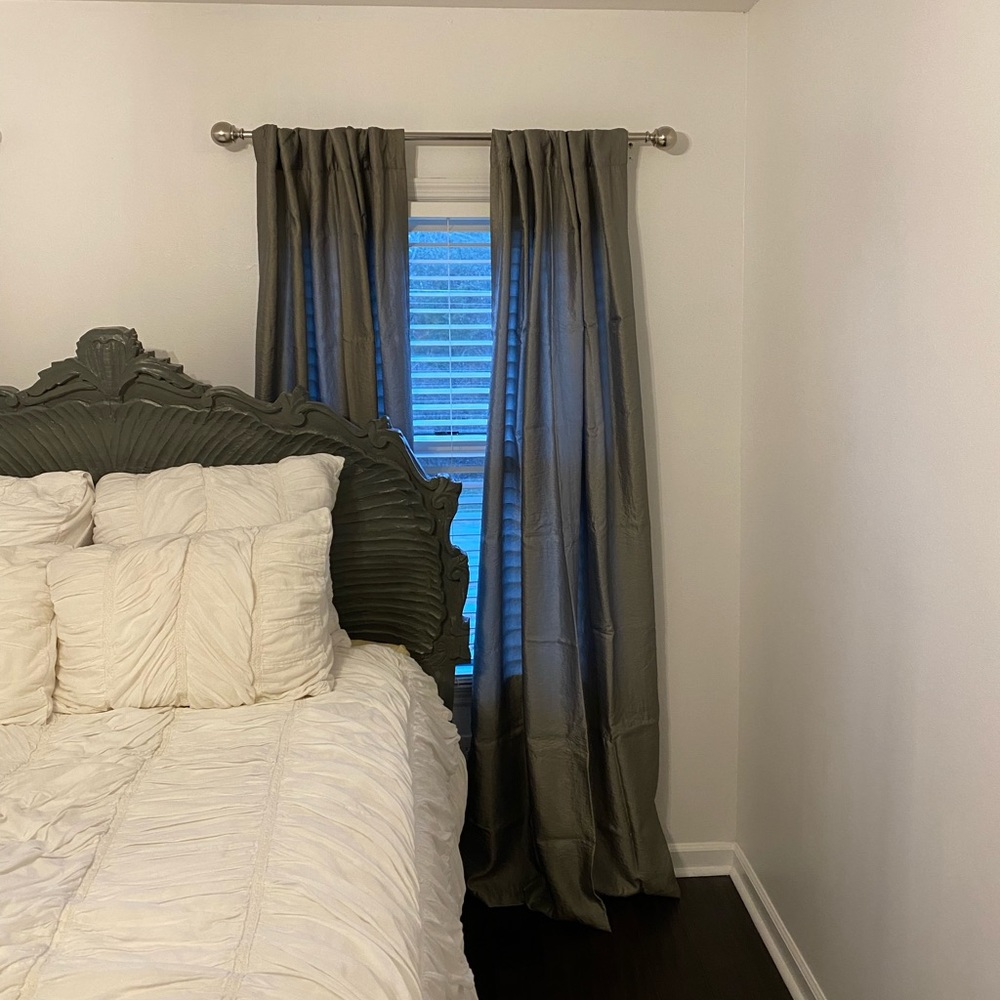 West Elm silver curtain panels